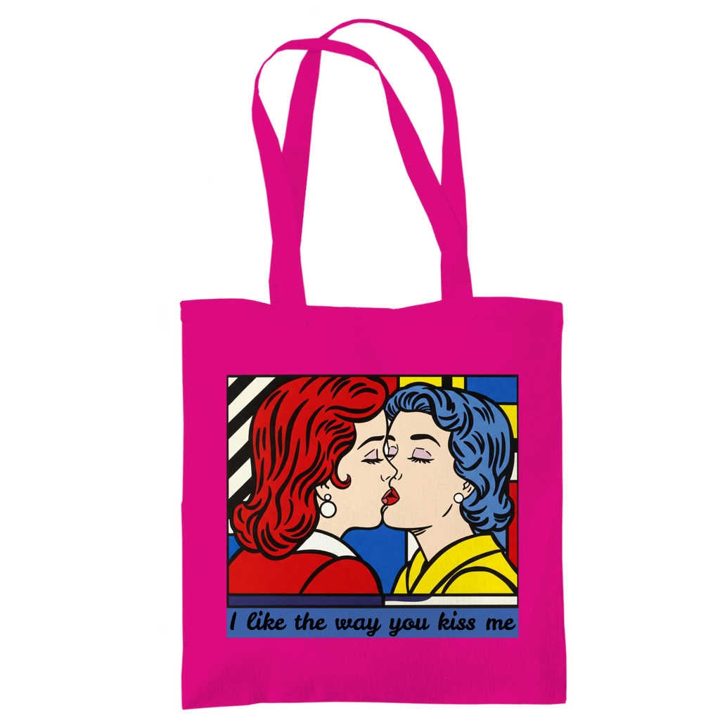 Jutebeutel mit Kuss Print im Stil von Roy Lichtenstein
