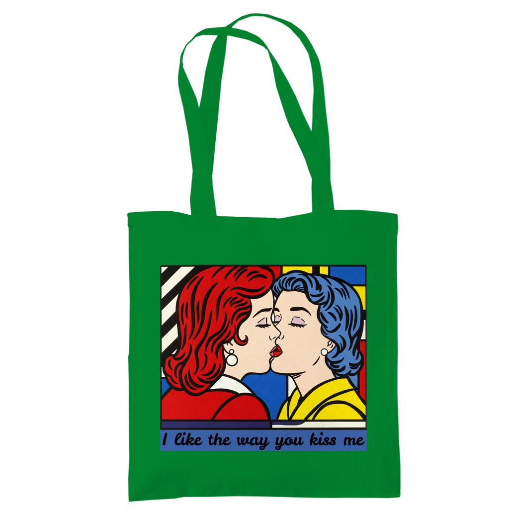 Jutebeutel mit Kuss Print im Stil von Roy Lichtenstein