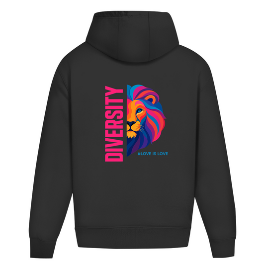 Oversize Hoodie ohne Kordel mit "DIVERSITY LION"
