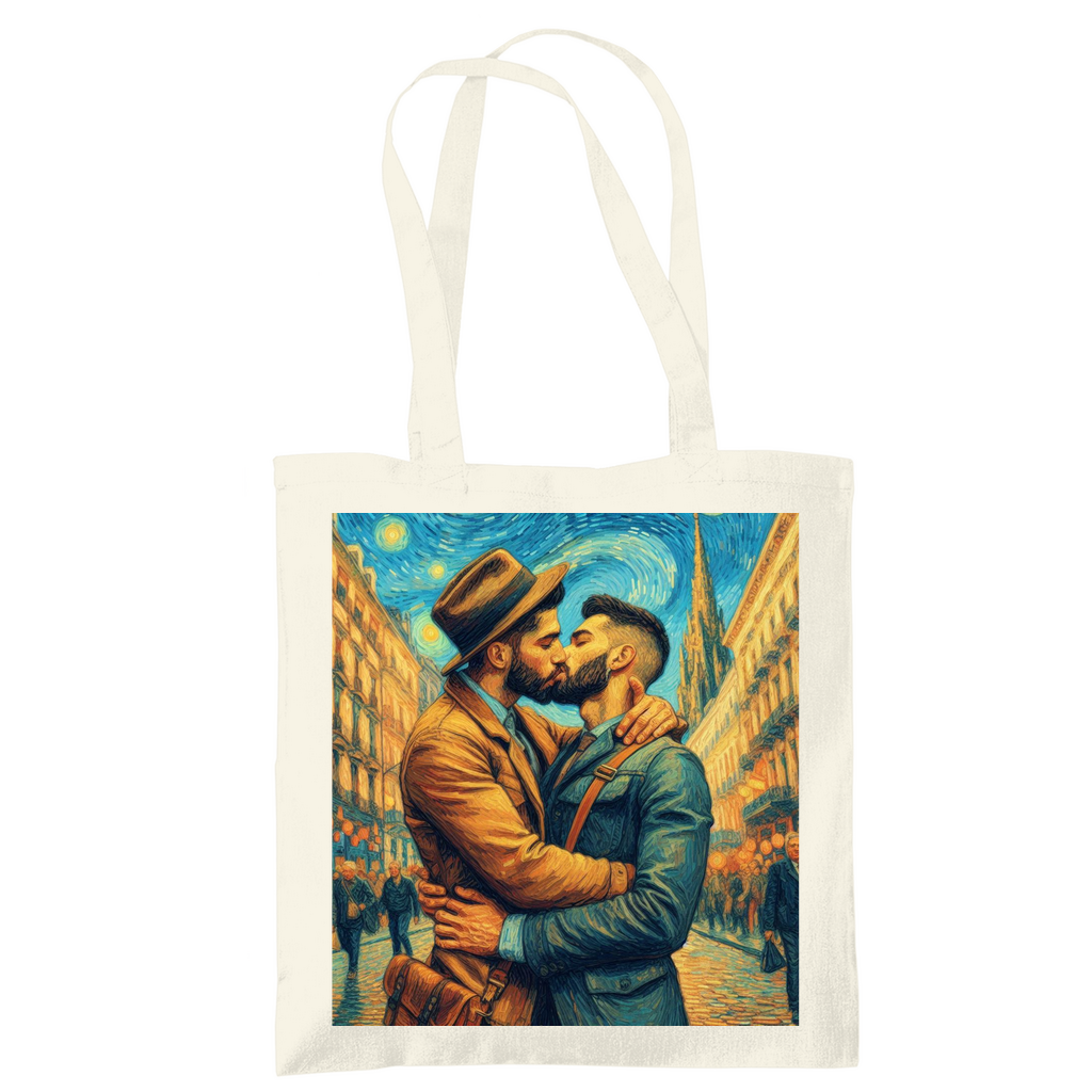 Jutebeutel mit Kuss Print im Stil von Van Gogh