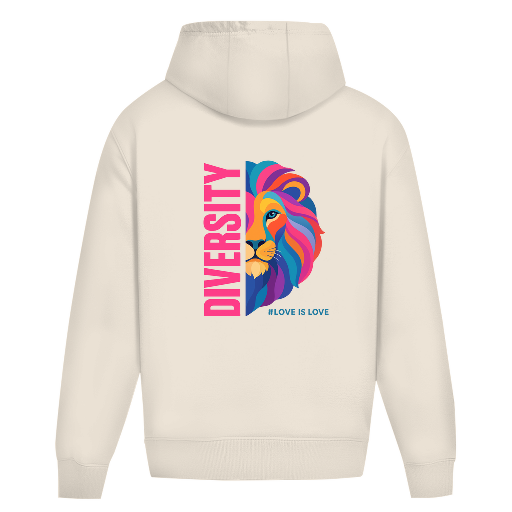 Oversize Hoodie ohne Kordel mit "DIVERSITY LION"