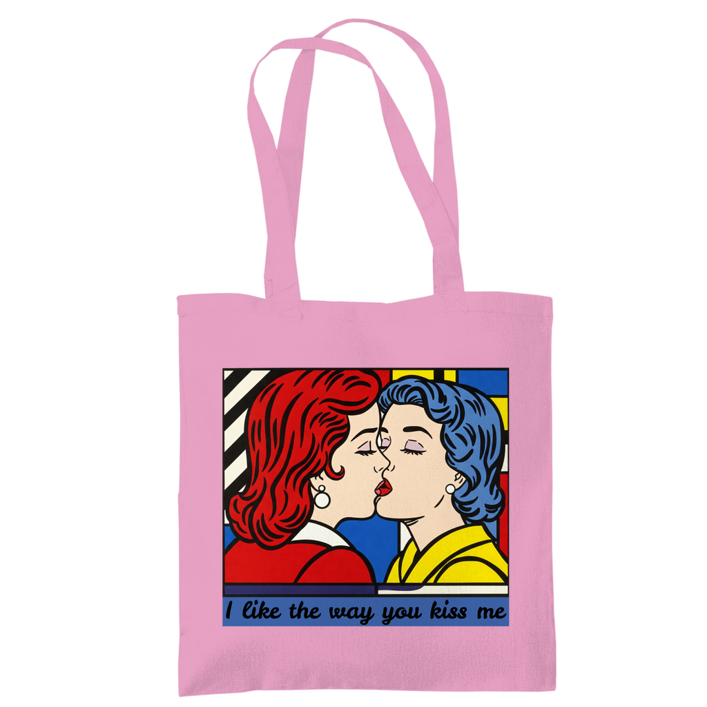 Jutebeutel mit Kuss Print im Stil von Roy Lichtenstein