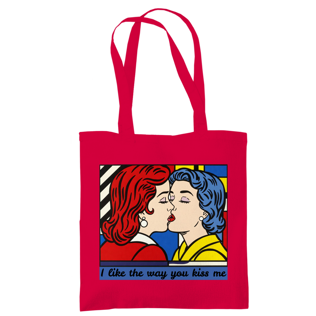 Jutebeutel mit Kuss Print im Stil von Roy Lichtenstein
