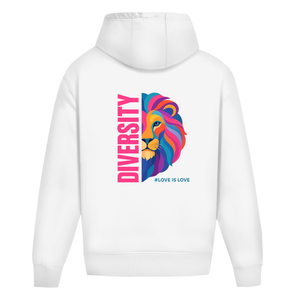 Oversize Hoodie ohne Kordel mit "DIVERSITY LION"