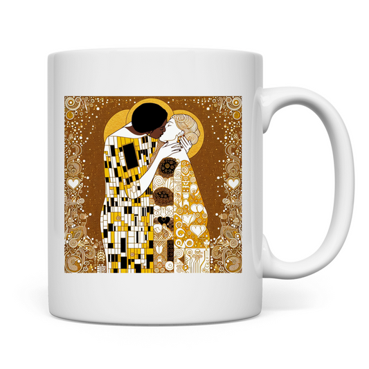 Tasse mit Kuss Print im Stil von Gustav Klimt