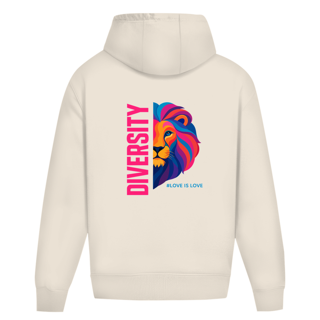 Oversize Hoodie ohne Kordel mit "DIVERSITY LION"