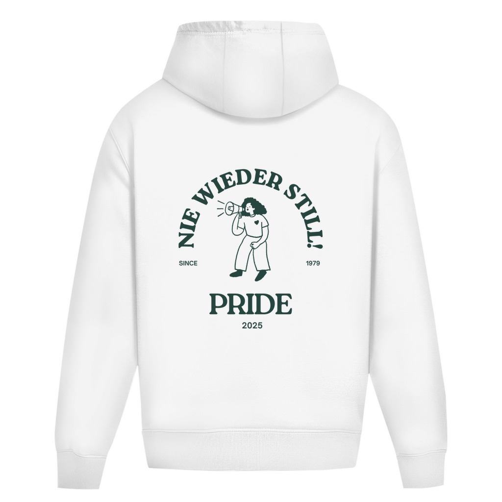 Oversize Hoodie ohne Kordel mit "Nie wieder still! 2025"