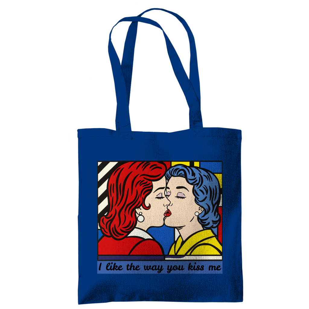 Jutebeutel mit Kuss Print im Stil von Roy Lichtenstein