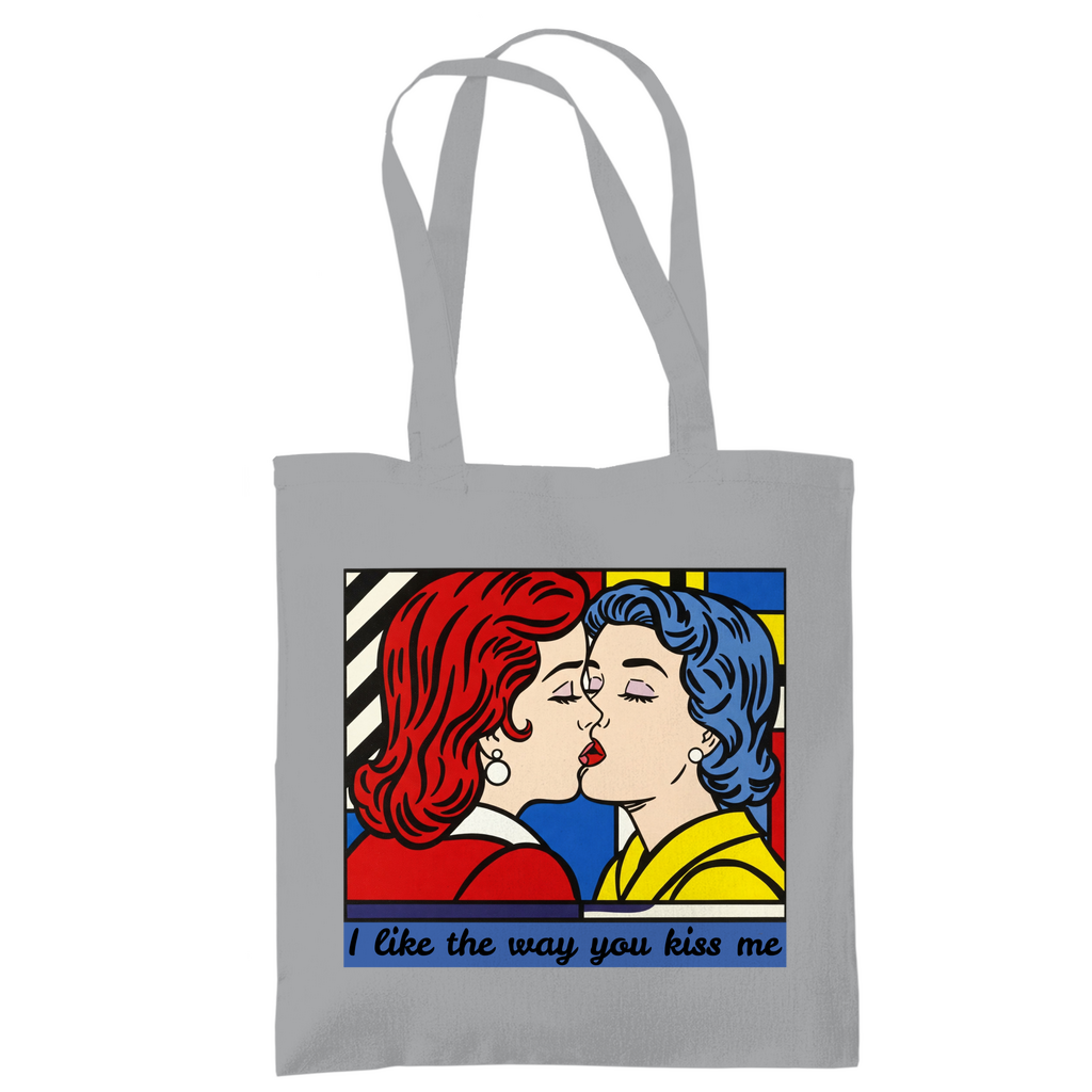 Jutebeutel mit Kuss Print im Stil von Roy Lichtenstein