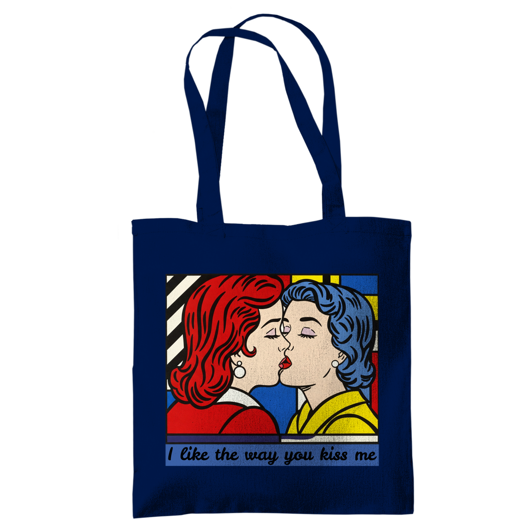 Jutebeutel mit Kuss Print im Stil von Roy Lichtenstein