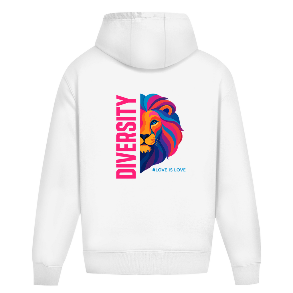 Oversize Hoodie ohne Kordel mit "DIVERSITY LION"