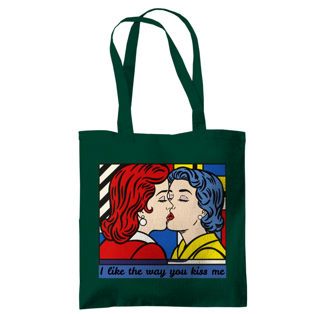 Jutebeutel mit Kuss Print im Stil von Roy Lichtenstein