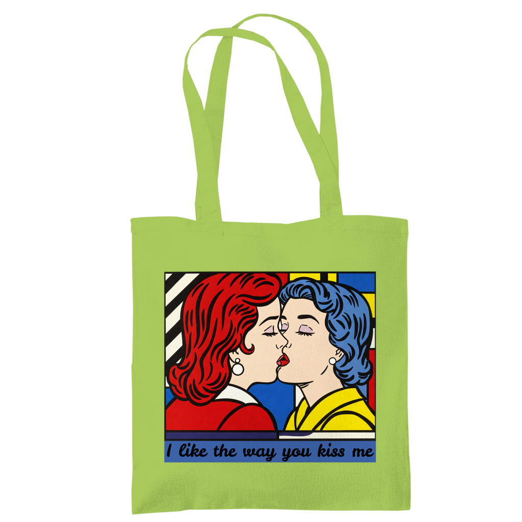 Jutebeutel mit Kuss Print im Stil von Roy Lichtenstein