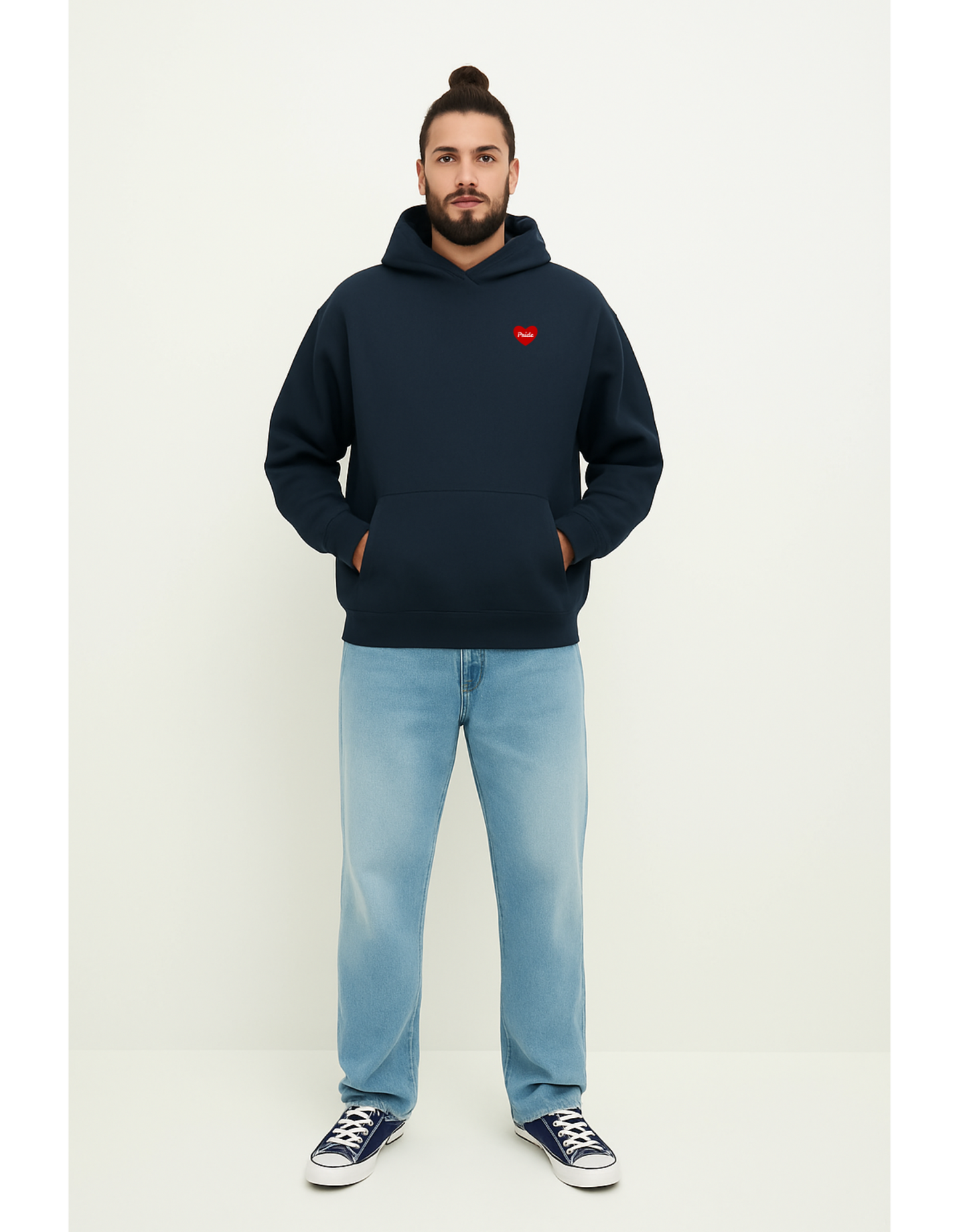 Oversize Hoodie ohne Kordel mit "Pride Herz"