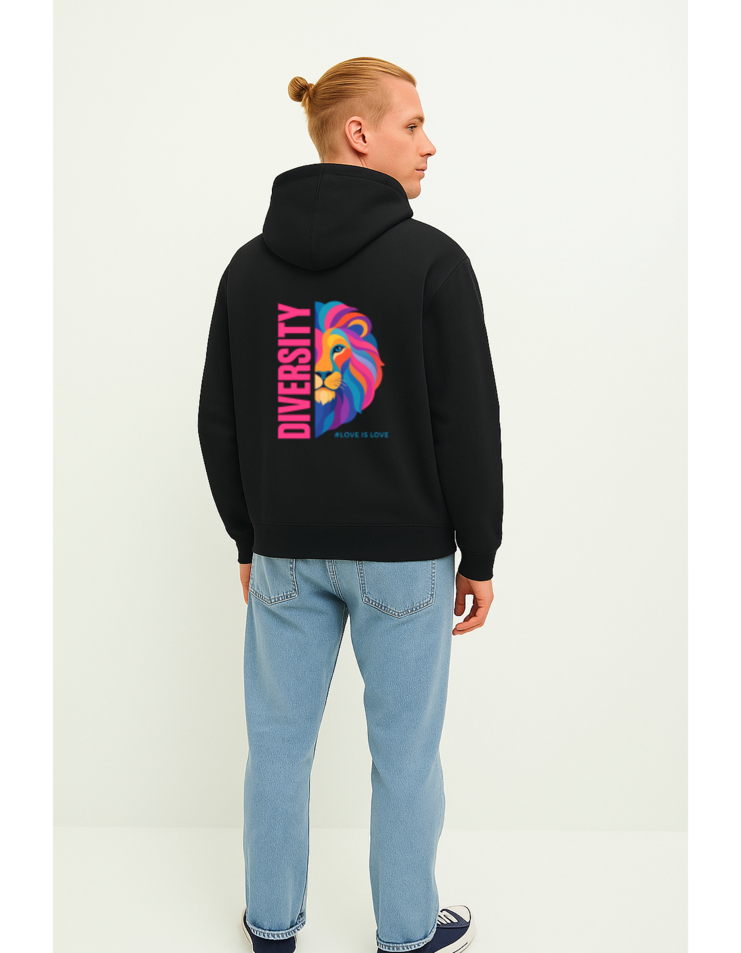 Oversize Hoodie ohne Kordel mit "DIVERSITY LION"