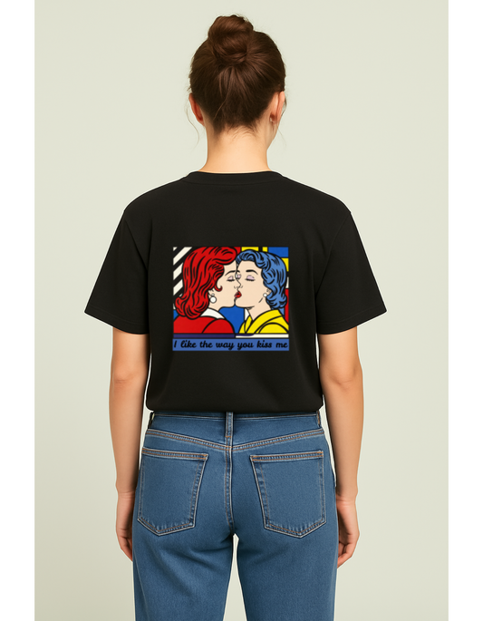 Oversize T-Shirt mit Kuss Print im Stil von Roy Lichtenstein