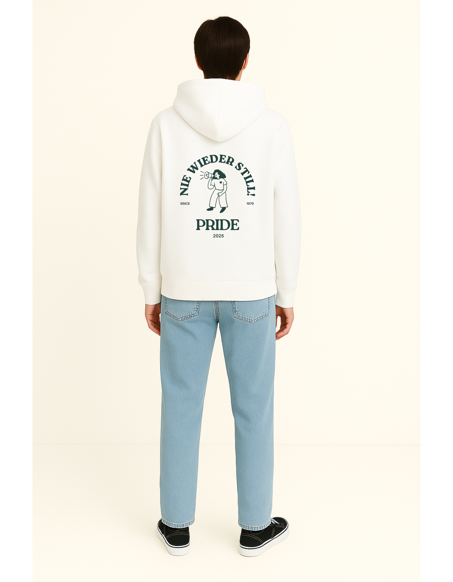 Oversize Hoodie ohne Kordel mit "Nie wieder still! 2025"
