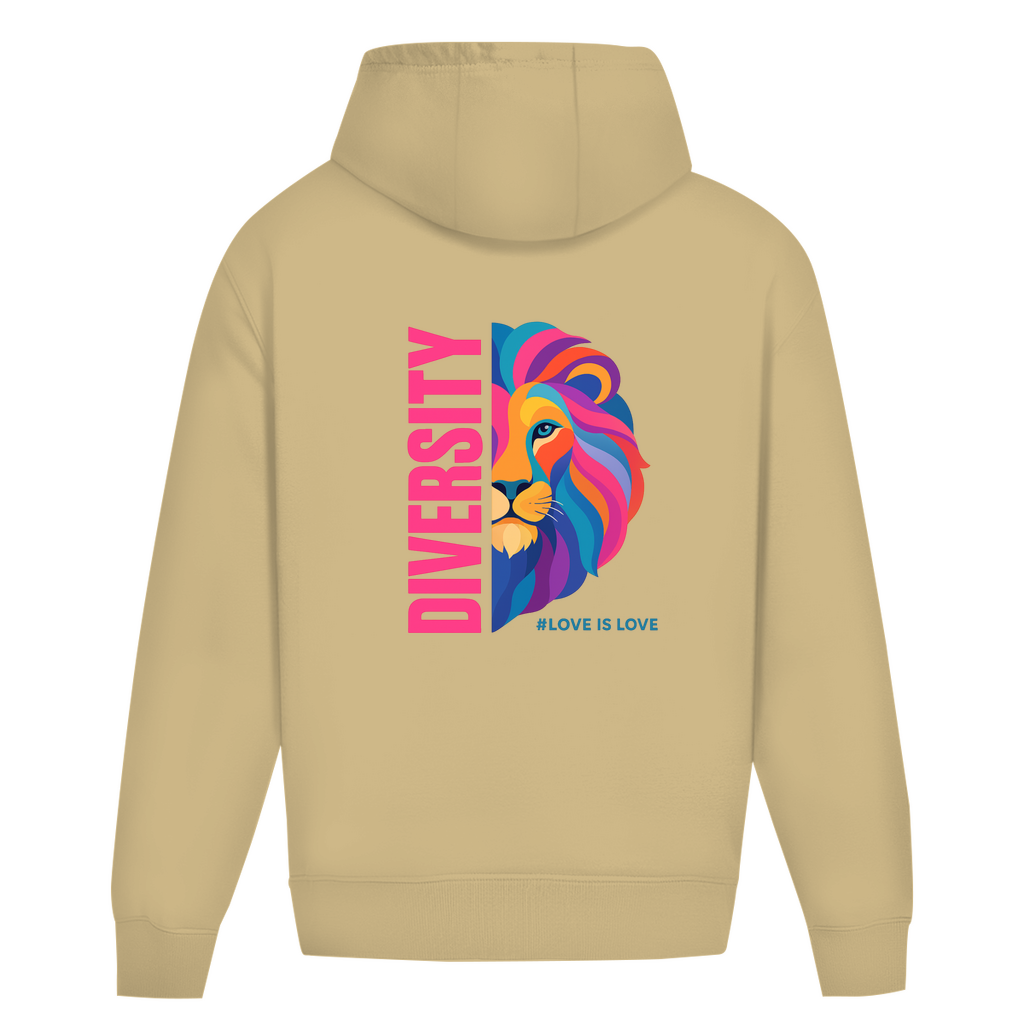 Oversize Hoodie ohne Kordel mit "DIVERSITY LION"