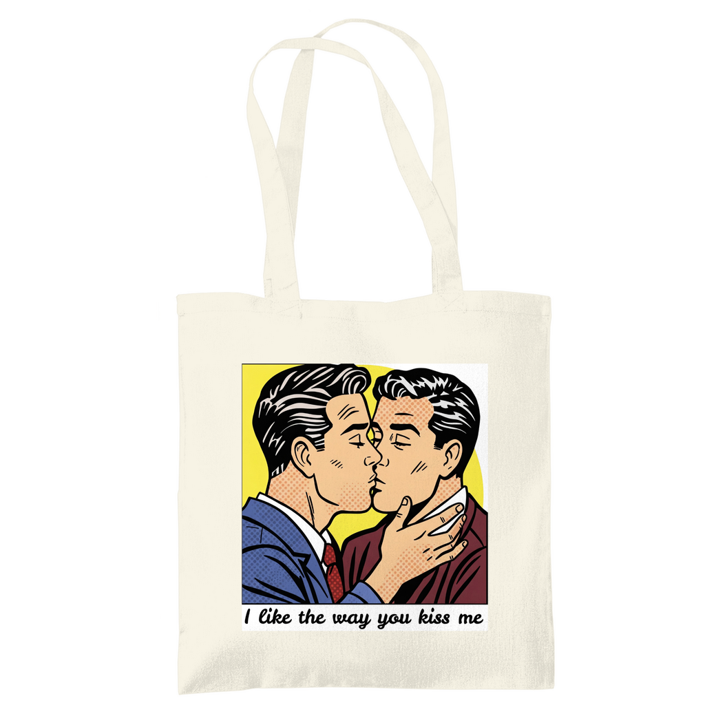 Pride Jutebeutel mit Kuss Print im Stil von Roy Lichtenstein