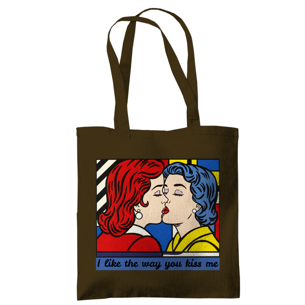 Jutebeutel mit Kuss Print im Stil von Roy Lichtenstein