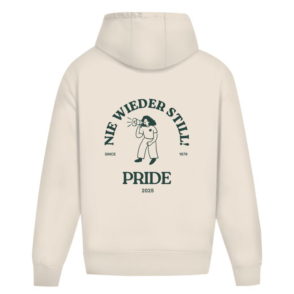 Oversize Hoodie ohne Kordel mit "Nie wieder still! 2025"