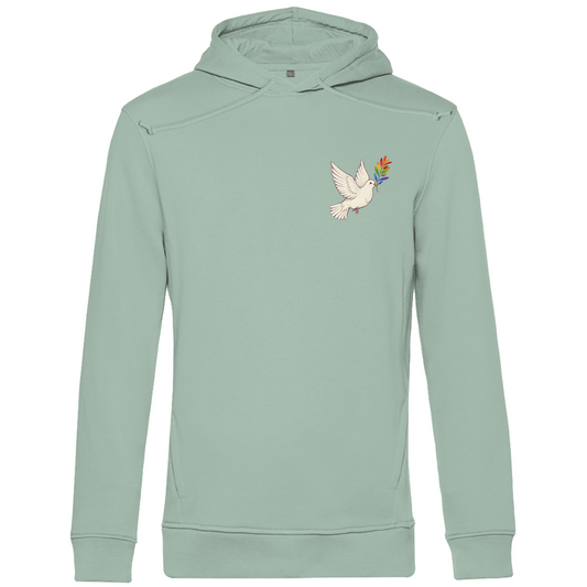 Hoodie mit Kordel und Print "Friedenstaube Pride Edition"