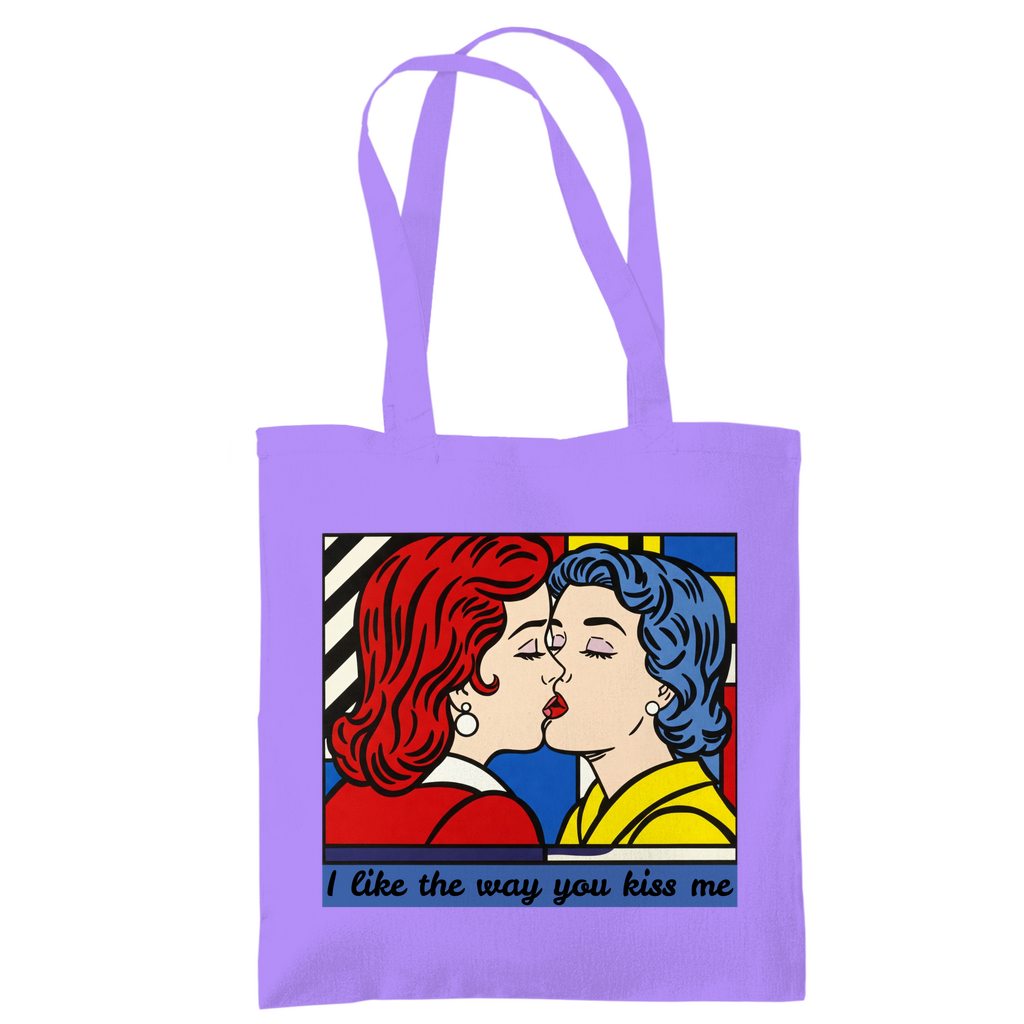 Jutebeutel mit Kuss Print im Stil von Roy Lichtenstein