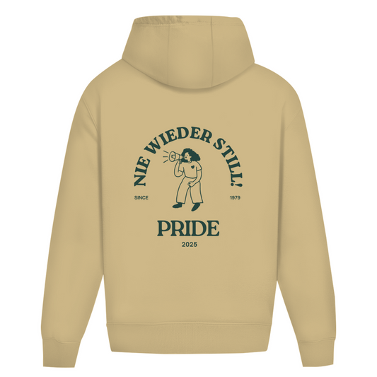 Oversize Hoodie ohne Kordel mit "Nie wieder still! 2025"