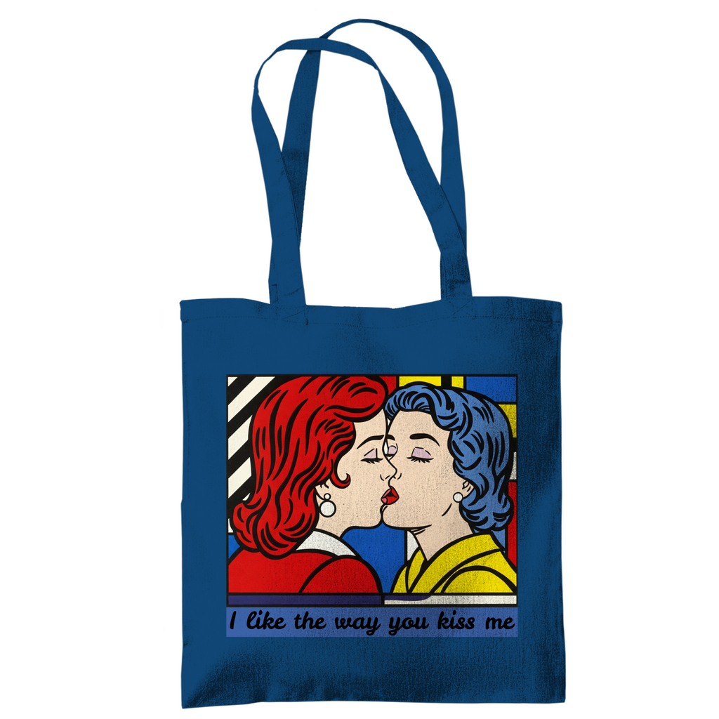 Jutebeutel mit Kuss Print im Stil von Roy Lichtenstein