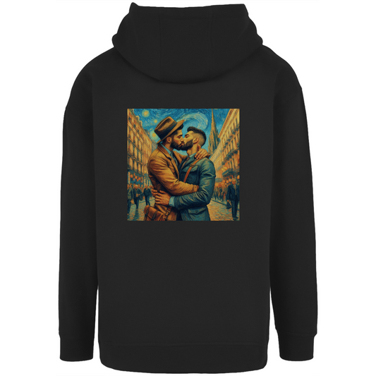 Oversize Hoodie mit Kordel und Kuss Print im Stil von Van Gogh