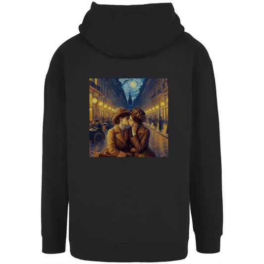 Oversize Hoodie mit Kordel und Kuss Print im Stil von Van Gogh