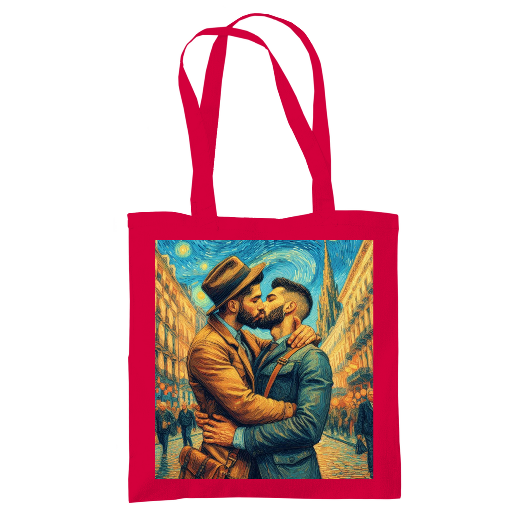 Jutebeutel mit Kuss Print im Stil von Van Gogh