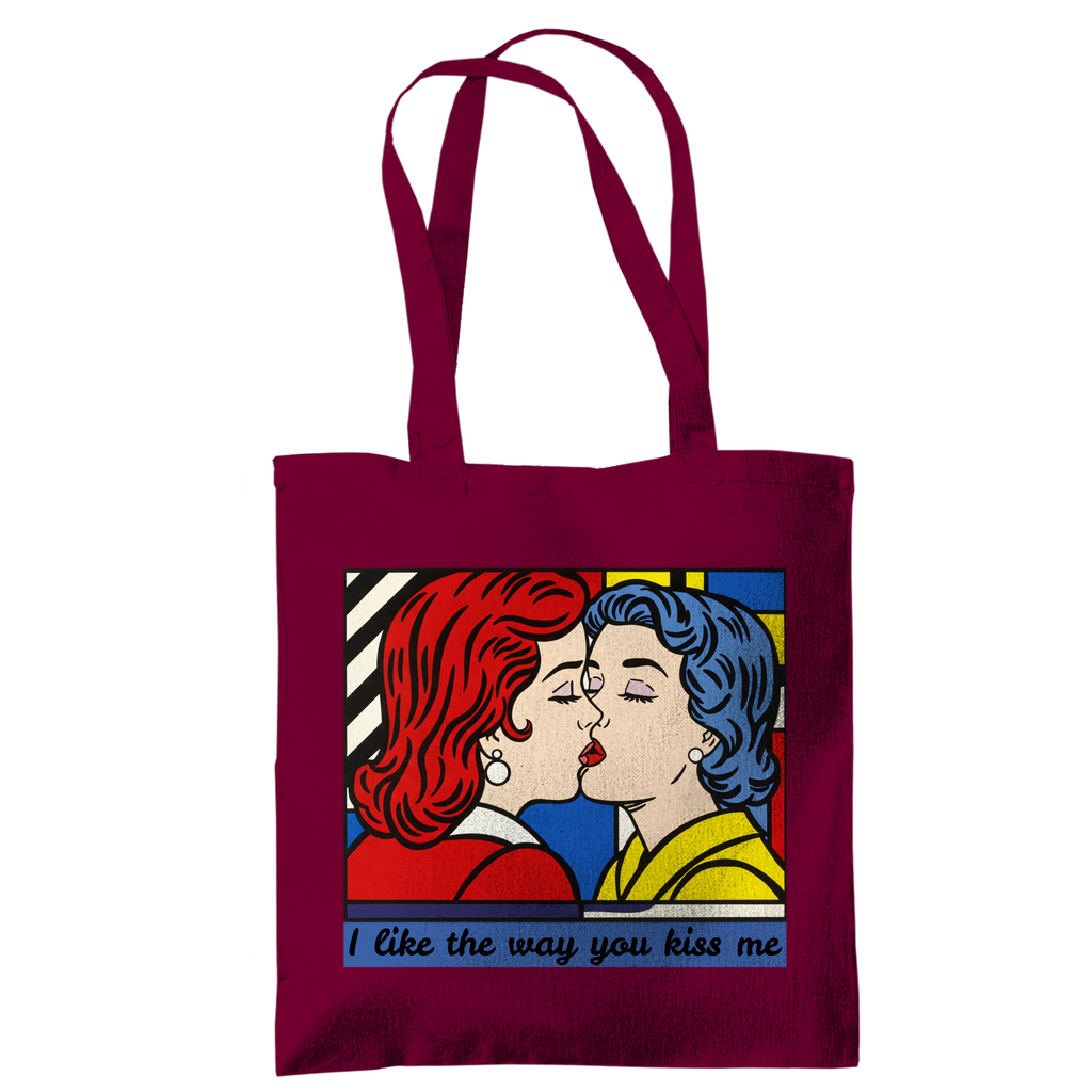 Jutebeutel mit Kuss Print im Stil von Roy Lichtenstein