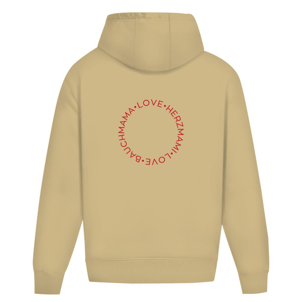 Oversize Hoodie ohne Kordel mit "Bauchmama-Herzmami" Print
