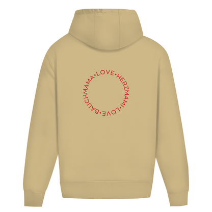 Oversize Hoodie ohne Kordel mit "Bauchmama-Herzmami" Print