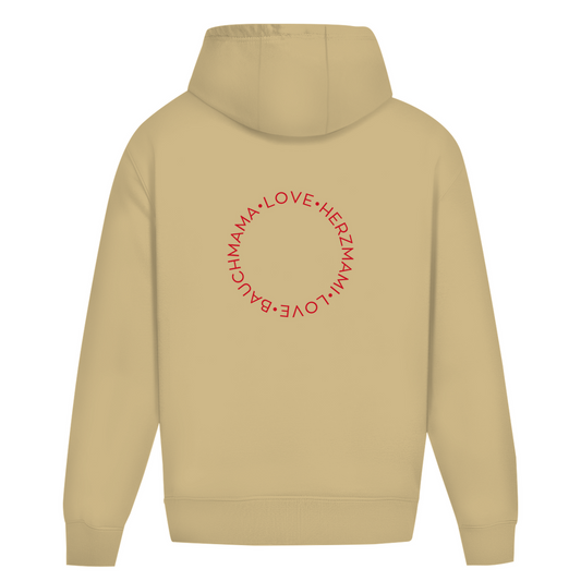 Oversize Hoodie ohne Kordel mit "Bauchmama-Herzmami" Print