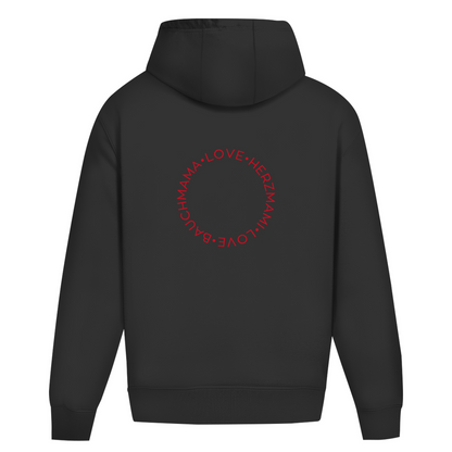Oversize Hoodie ohne Kordel mit "Bauchmama-Herzmami" Print