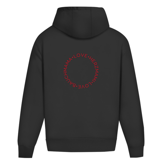 Oversize Hoodie ohne Kordel mit "Bauchmama-Herzmami" Print