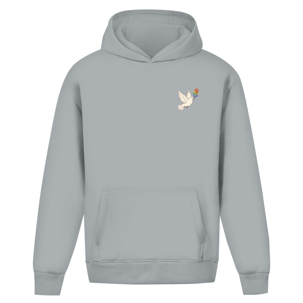 Oversize Hoodie ohne Kordel mit "Friedenstaube Pride Edition"