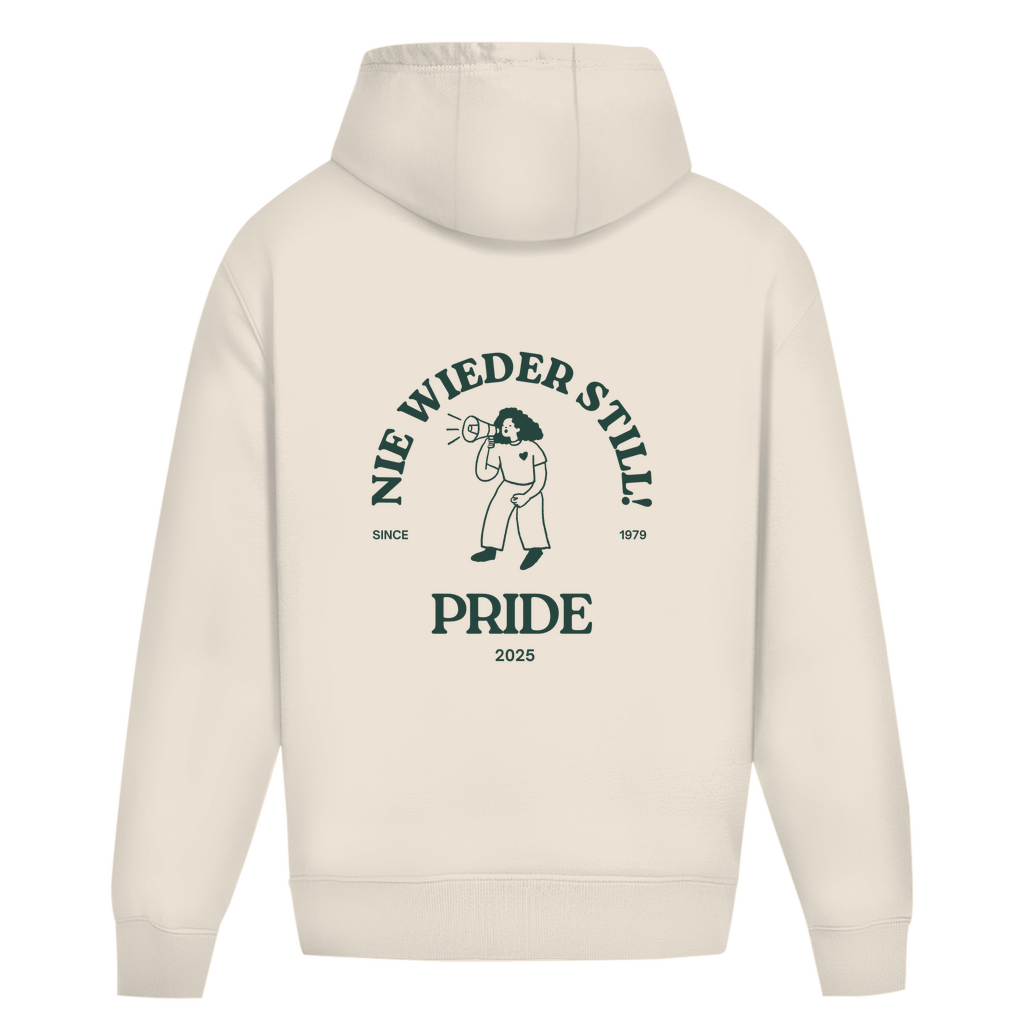 Oversize Hoodie ohne Kordel mit "Nie wieder still! 2025"