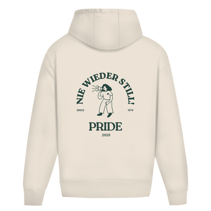 Oversize Hoodie ohne Kordel mit "Nie wieder still! 2025"