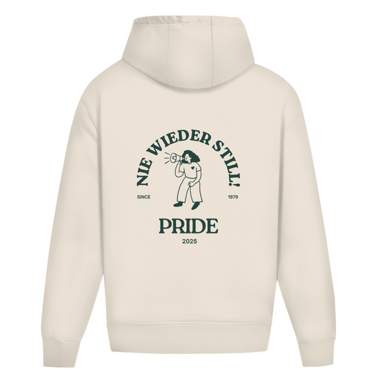 Oversize Hoodie ohne Kordel mit "Nie wieder still! 2025"