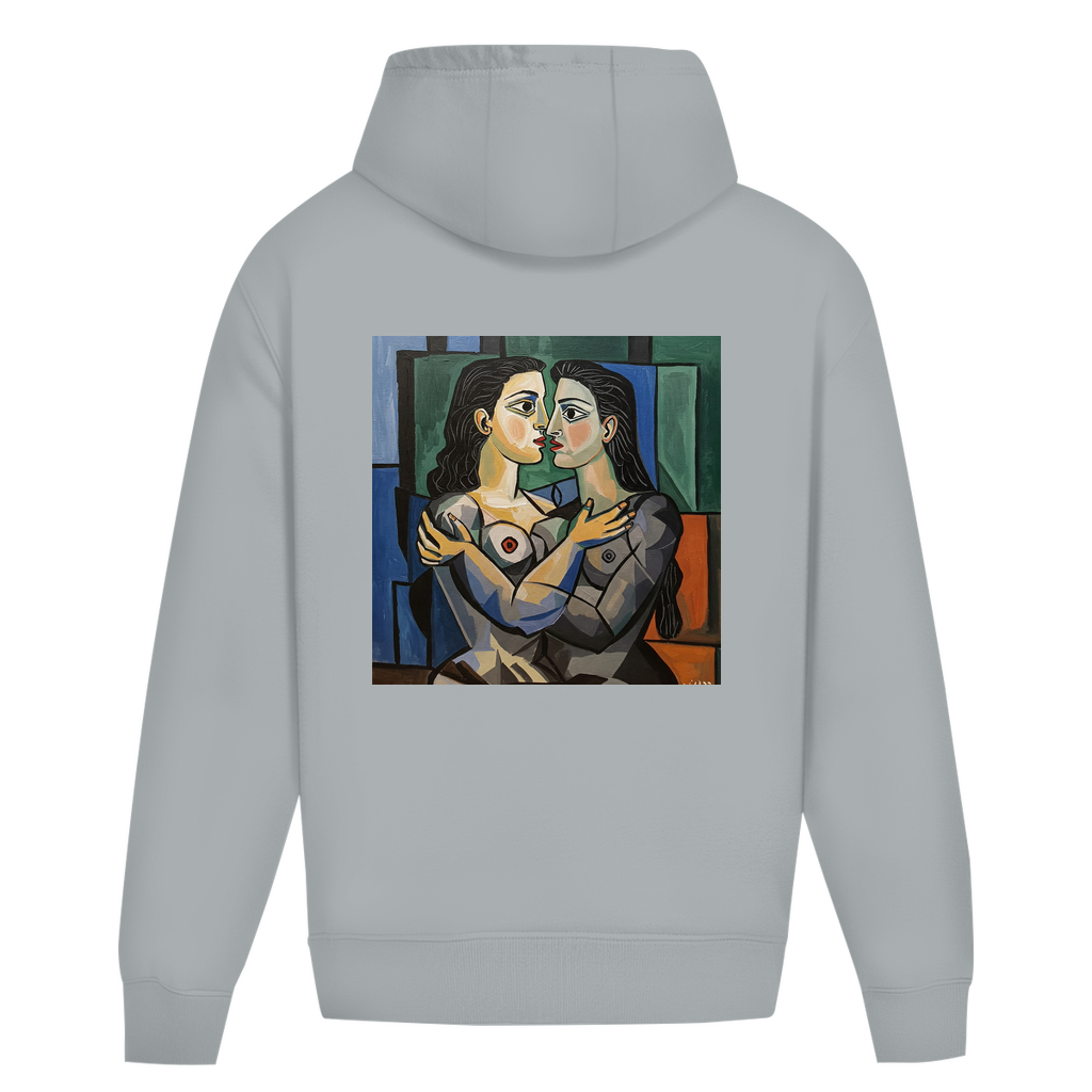 Oversize Hoodie ohne Kordel mit Kuss Print im Stil von Pablo Picasso