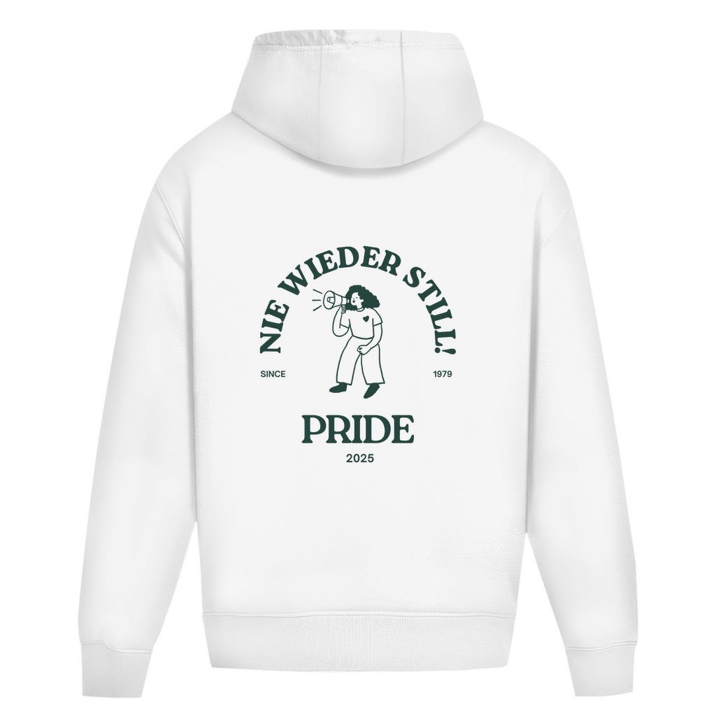 Oversize Hoodie ohne Kordel mit "Nie wieder still! 2025"