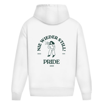 Oversize Hoodie ohne Kordel mit "Nie wieder still! 2025"