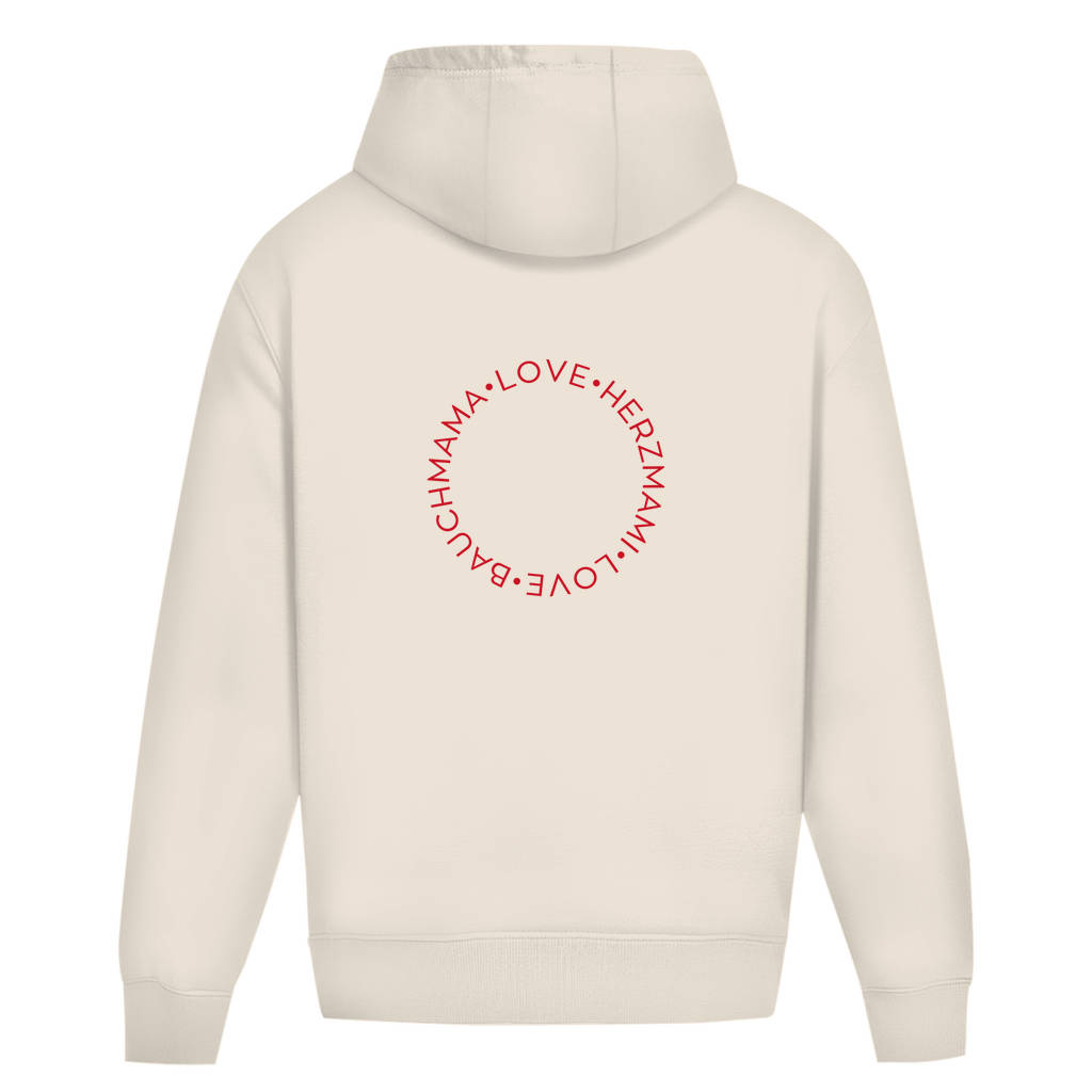 Oversize Hoodie ohne Kordel mit "Bauchmama-Herzmami" Print