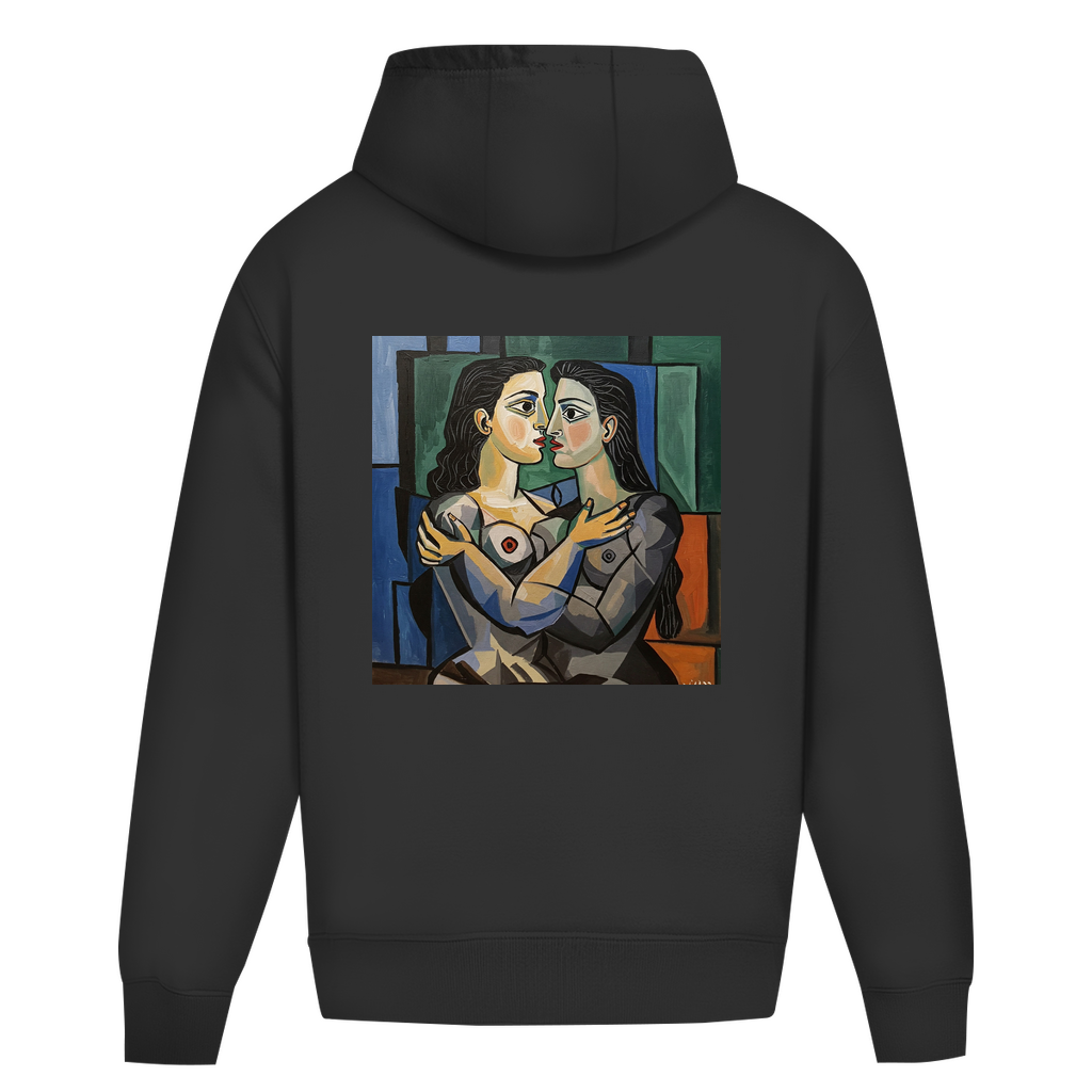 Oversize Hoodie ohne Kordel mit Kuss Print im Stil von Pablo Picasso