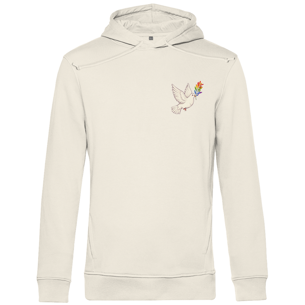 Hoodie mit Kordel und Print "Friedenstaube Pride Edition"