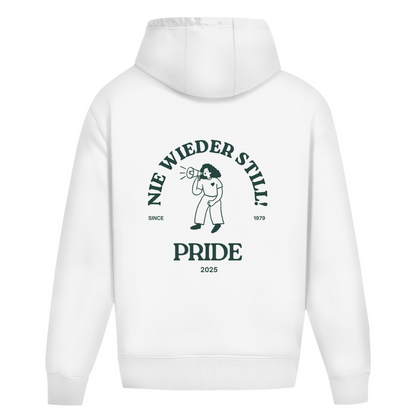 Oversize Hoodie ohne Kordel mit "Nie wieder still! 2025"