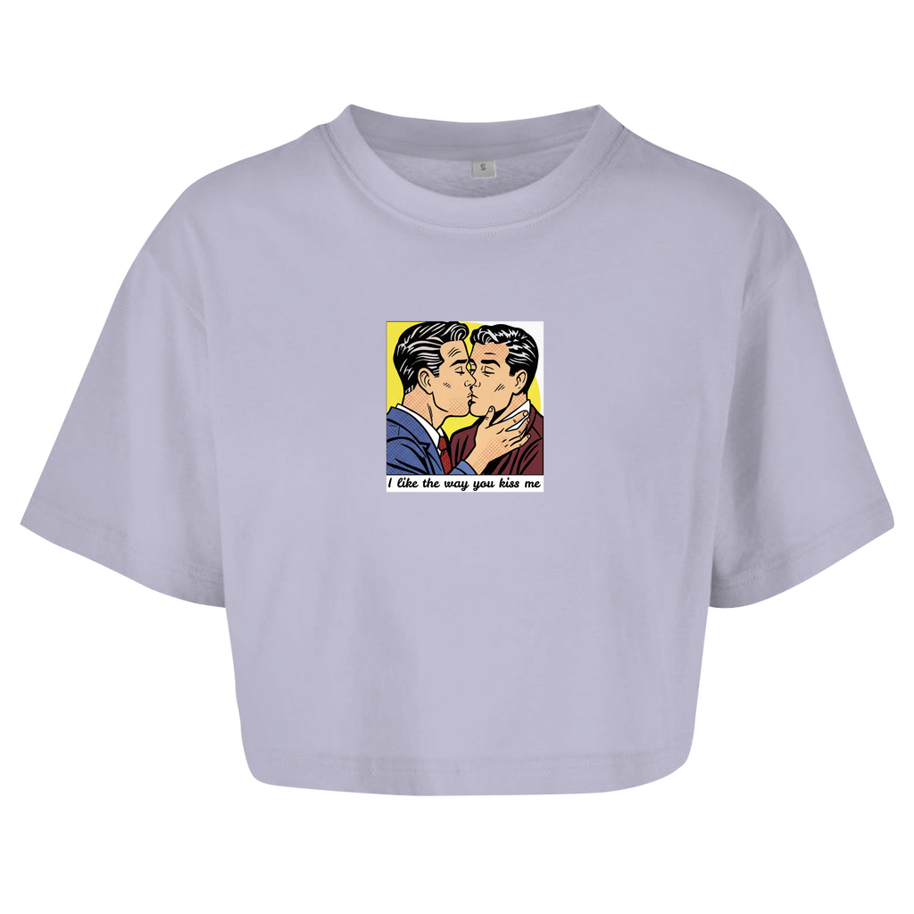Oversize Crop Top mit Kuss Print im Stil von Roy Lichtenstein
